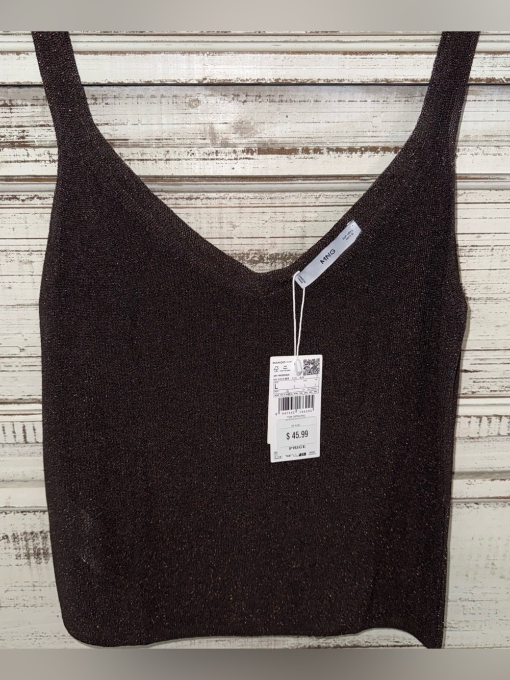 Mango Black/Gold Metallic Knit Camisole